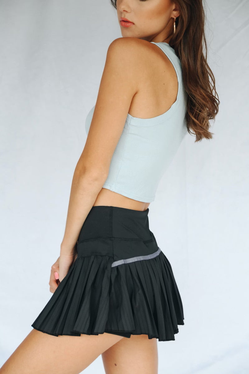 Gold Hinge Black Pleated Tennis Skirt | Women's Skirt