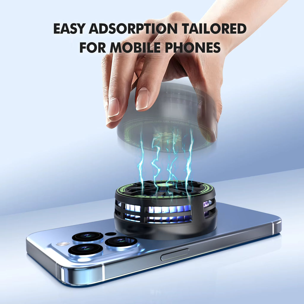 2-in-1 Magnetic Wireless Charger and Phone Cooler – 15W Charging, Digital Display and RGB Lights