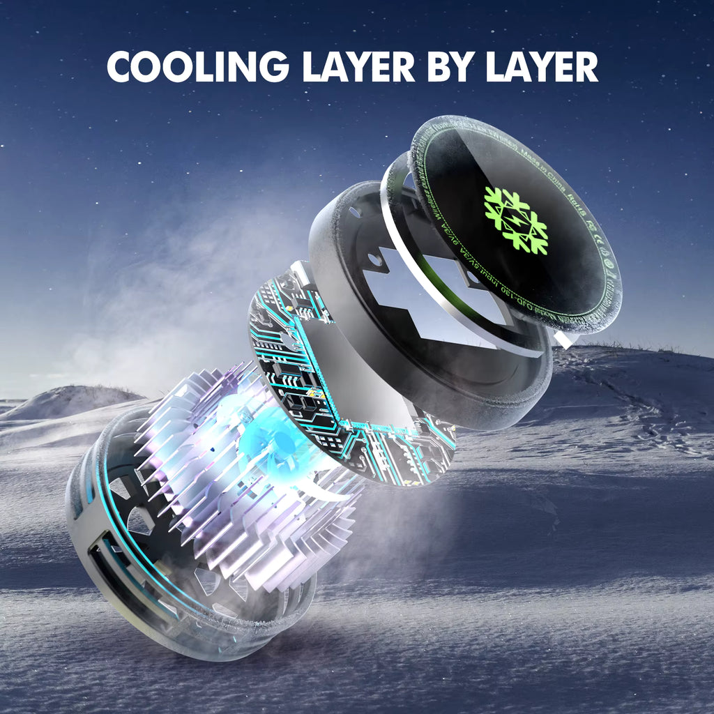 2-in-1 Magnetic Wireless Charger and Phone Cooler – 15W Charging, Digital Display and RGB Lights