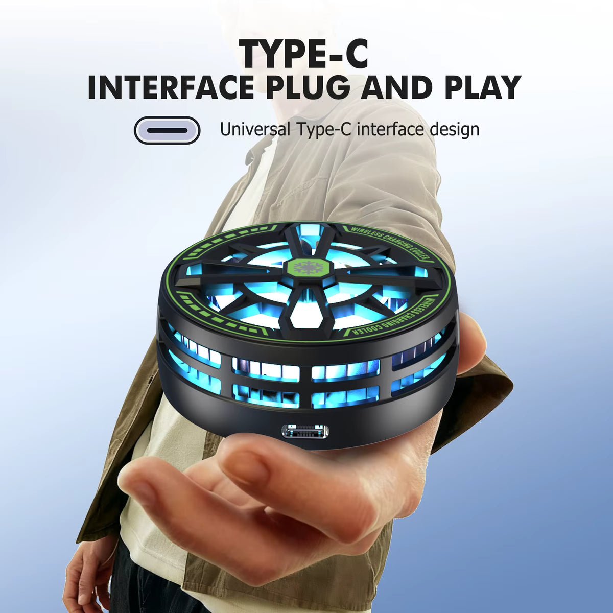 2-in-1 Magnetic Wireless Charger and Phone Cooler – 15W Charging, Digital Display and RGB Lights