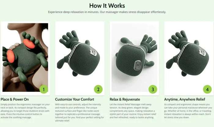 Heated Neck and Shoulder Massager – Electric Relaxation Device with Finger-Like Massage Nodes