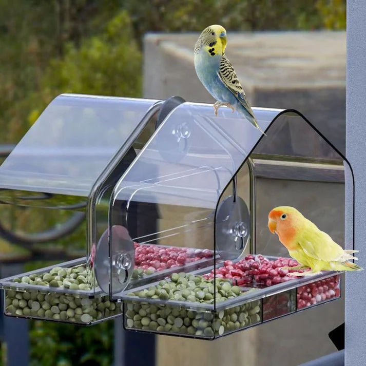 Transparent Acrylic Window Hummingbird Feeder – Clear-Mount Bird Feeding Station for Home Windows