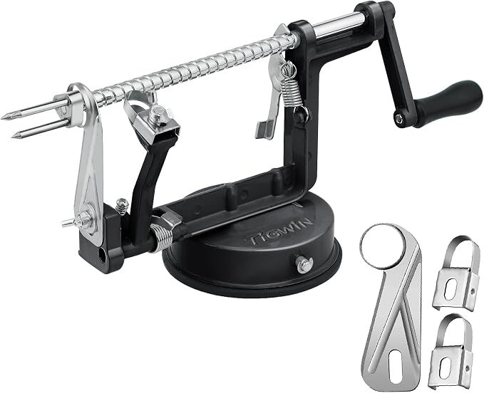 AFOURT Stainless Steel Apple and Potato Peeler, Slicer and Corer with Suction Base