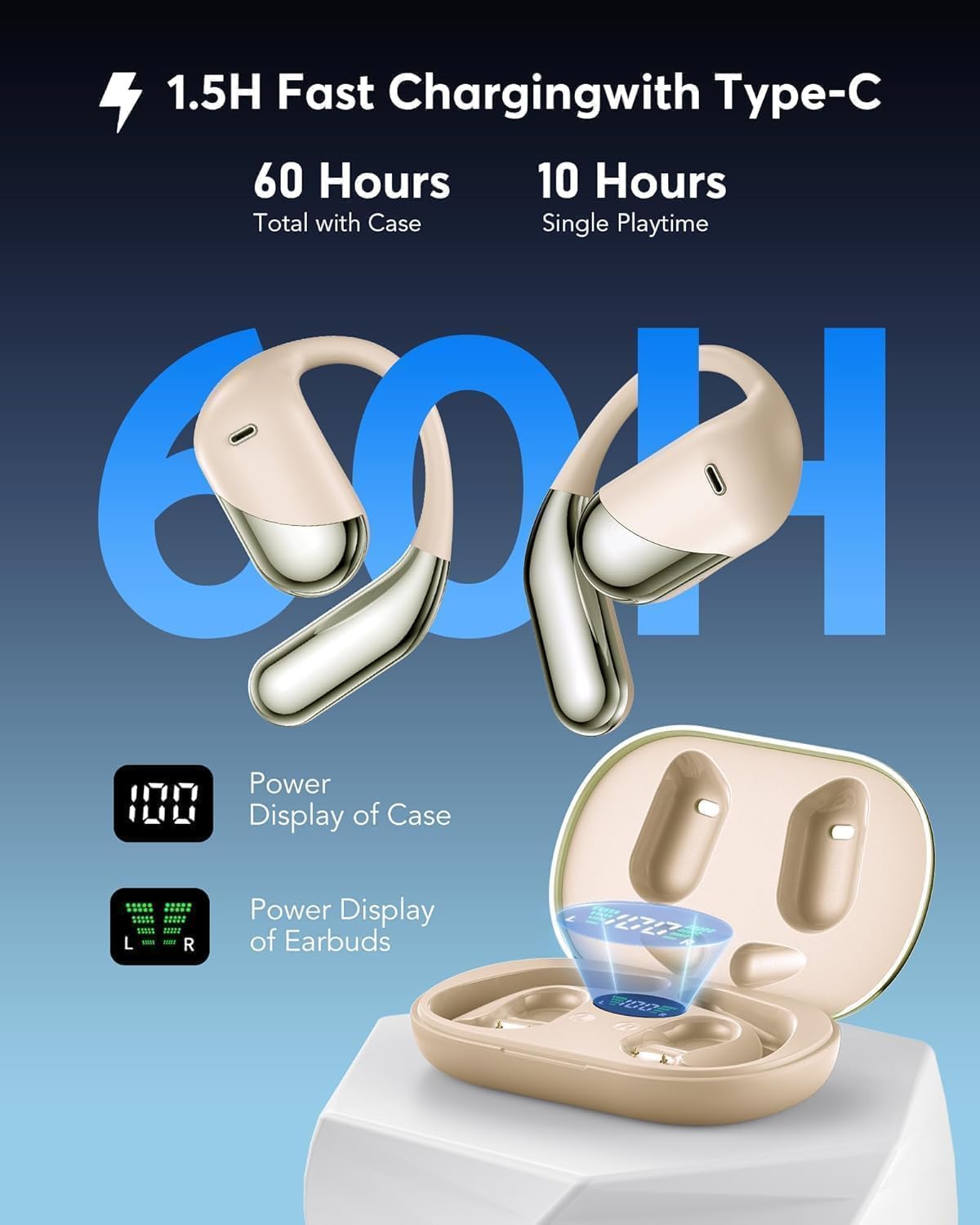 AI Translation Earbuds with Real-Time Translation and 60-Hour Battery Life