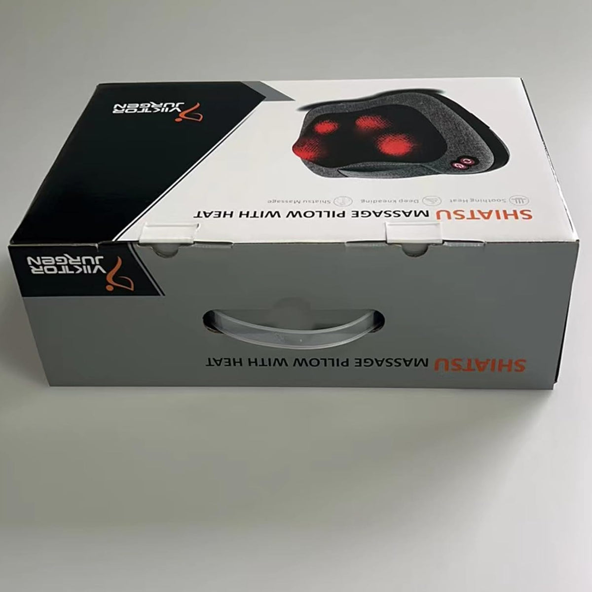 VIKTOR JURGEN Shiatsu Back Massager with Heat Function – Gray, Portable Massage Cushion