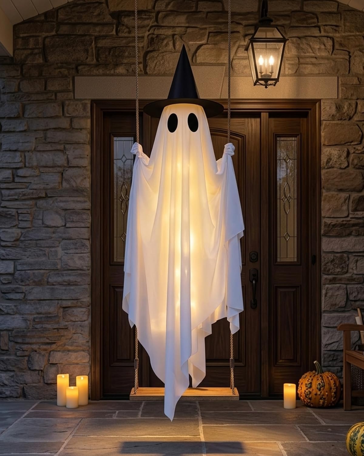 5FT Hanging Ghost Decoration – Halloween Outdoor Display with Swinging Design
