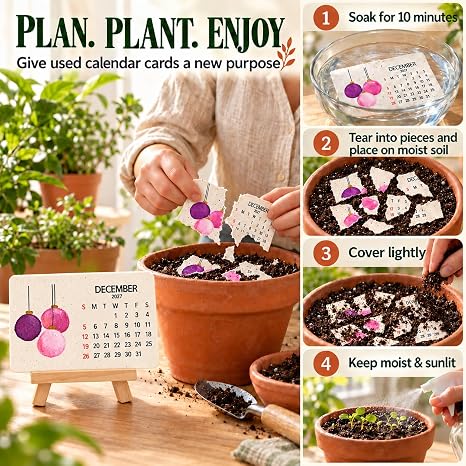 Plantable Seed Calendar 2027 – Eco-Friendly Growable Calendar with Stand