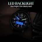 PINIDOUS Men’s Digital Analog Quartz Watch – Waterproof Wristwatch with Military-Inspired Design