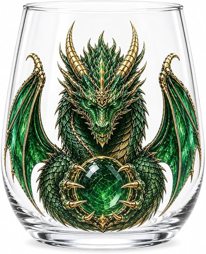 3D Mythic Dragon Glass Cup – Decorative Raised-Design Glassware for Ho ...