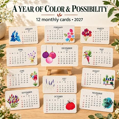 Plantable Seed Calendar 2027 – Eco-Friendly Growable Calendar with Stand