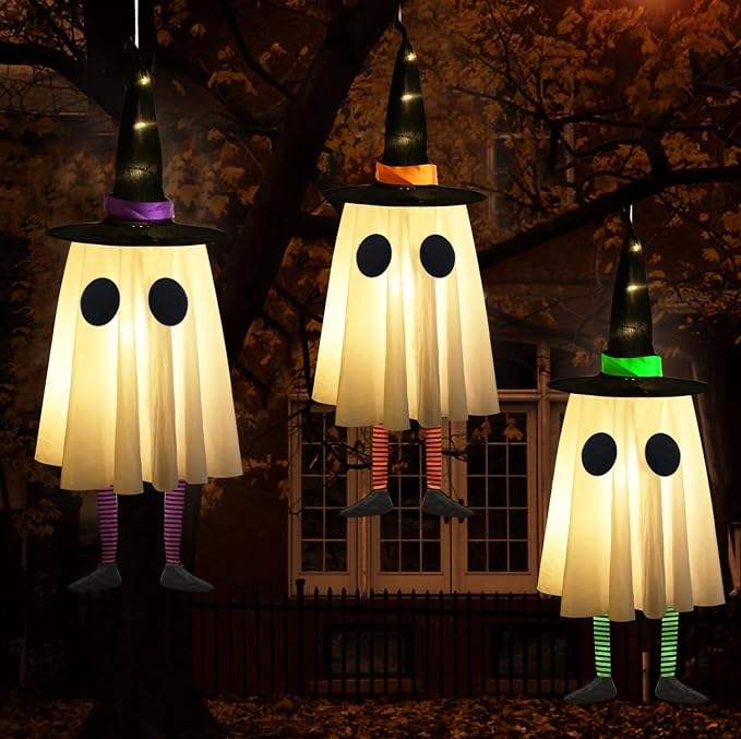 5FT Hanging Ghost Decoration – Halloween Outdoor Display with Swinging Design