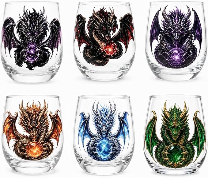 3D Mythic Dragon Glass Cup – Decorative Raised-Design Glassware for Ho ...