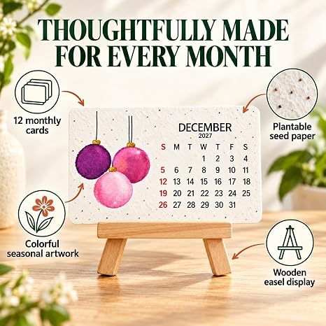 Plantable Seed Calendar 2027 – Eco-Friendly Growable Calendar with Stand