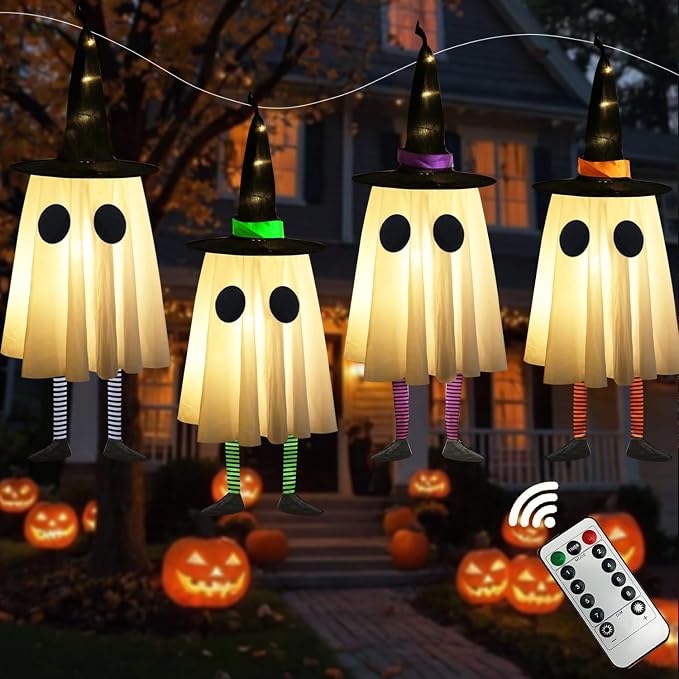 5FT Hanging Ghost Decoration – Halloween Outdoor Display with Swinging Design