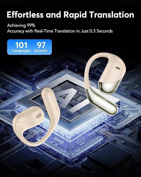 AI Translation Earbuds with Real-Time Translation and 60-Hour Battery Life