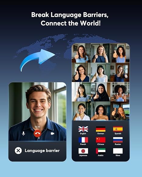 AI Translation Earbuds with Real-Time Translation and 60-Hour Battery Life