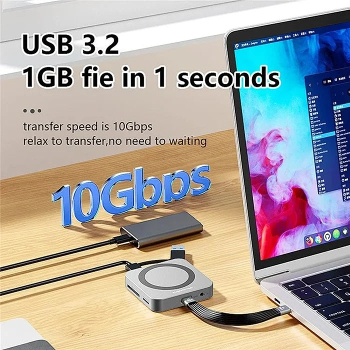 8-in-1 Magnetic M.2 NVMe SSD Enclosure – USB-C 3.2 Gen 2 10Gbps with 100W PD Charging for iPhone 15 Pro and MacBook