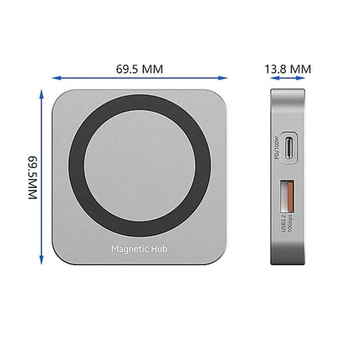 8-in-1 Magnetic M.2 NVMe SSD Enclosure – USB-C 3.2 Gen 2 10Gbps with 100W PD Charging for iPhone 15 Pro and MacBook