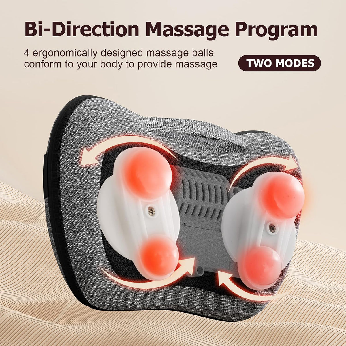 VIKTOR JURGEN Shiatsu Back Massager with Heat Function – Gray, Portable Massage Cushion