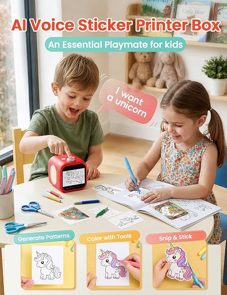 AI Sticker Maker for Kids – Voice-to-Sticker Printer with Touchscreen