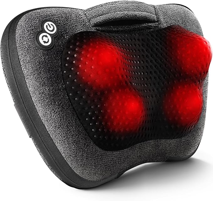 VIKTOR JURGEN Shiatsu Back Massager with Heat Function – Gray, Portable Massage Cushion