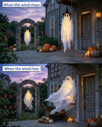 5FT Hanging Ghost Decoration – Halloween Outdoor Display with Swinging Design