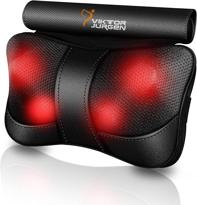 VIKTOR JURGEN Shiatsu Back Massager with Heat Function – Gray, Portable Massage Cushion