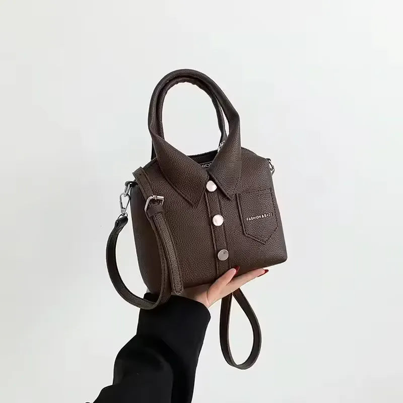 PU Compact Square Crossbody Soulder Zipper Bag