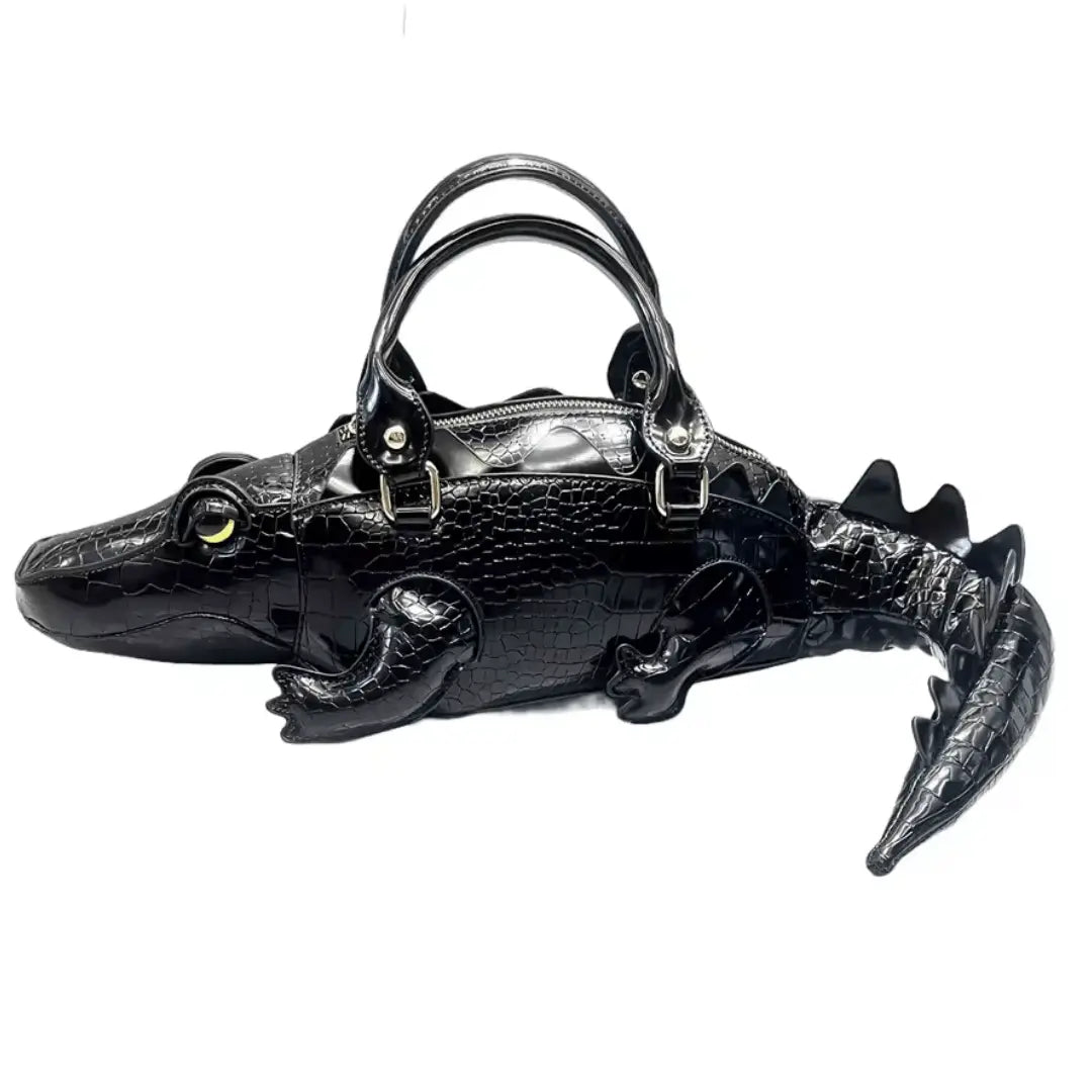 Crocodile Shaped Handmade PU Leather Handbag