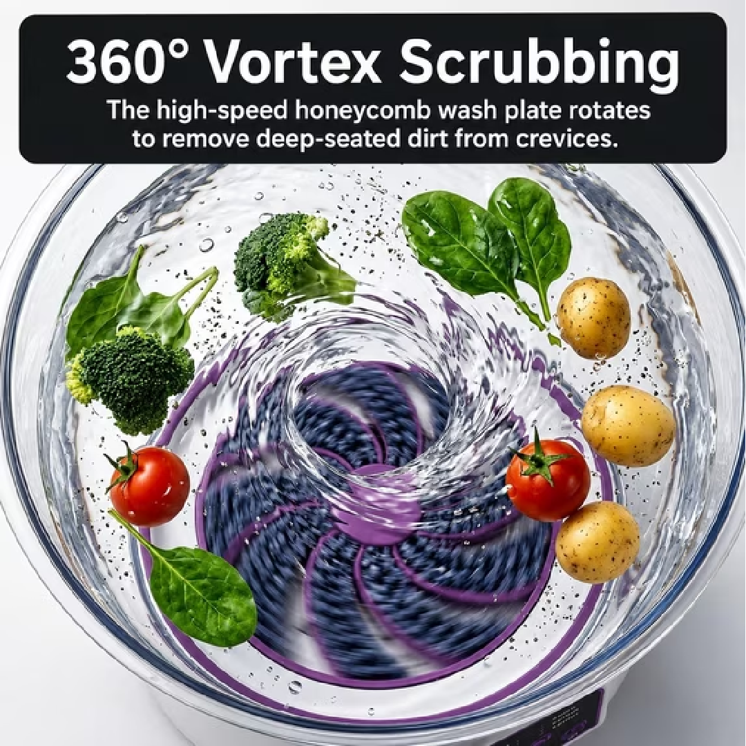 Electric Fruit and Vegetable Washer – 3.8L Purple Produce Cleaning Machine