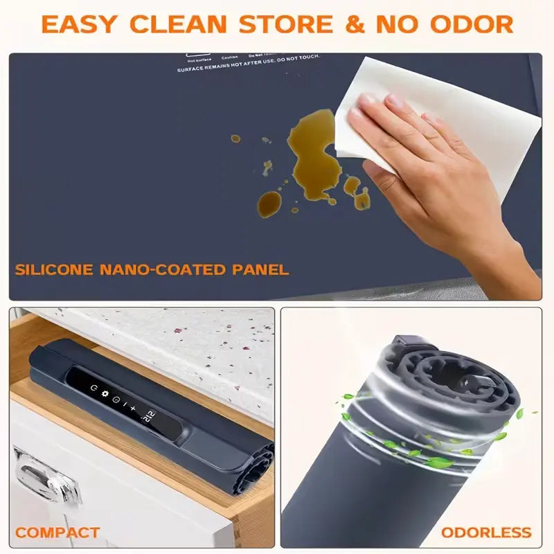 Portable Food Warming Mat with 3 Temperature Levels & 6-Hour Timer