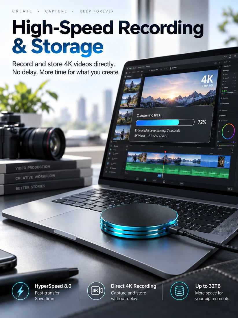 Magnetic Portable External SSD – Compact Solid State Drive with USB-C Connectivity