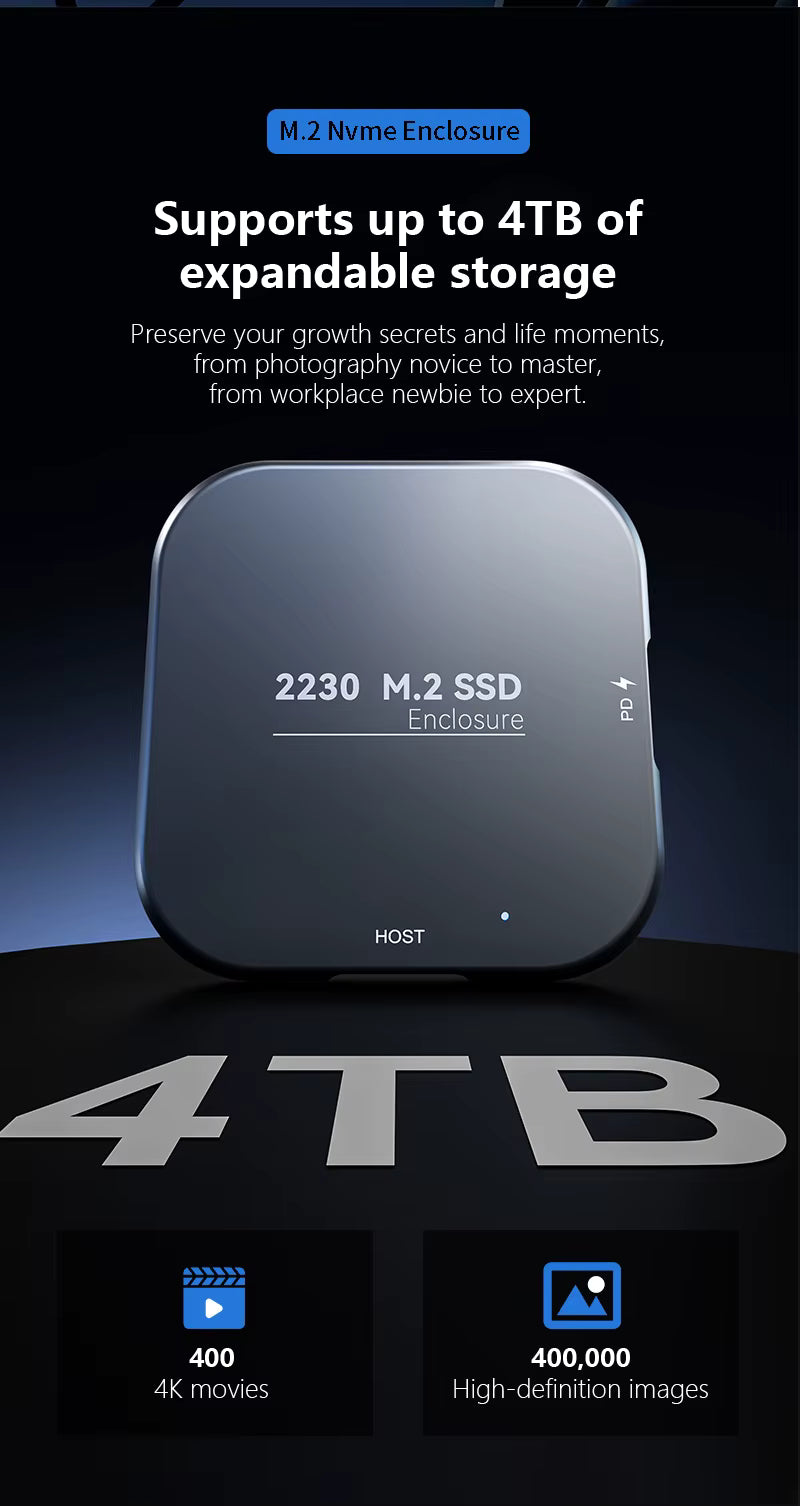 Magnetic M.2 NVMe SSD Expansion Dock – USB 3.2 Type-C 10Gbps with PD Fast Charging for iPhone, iPad, PS5 and Laptop