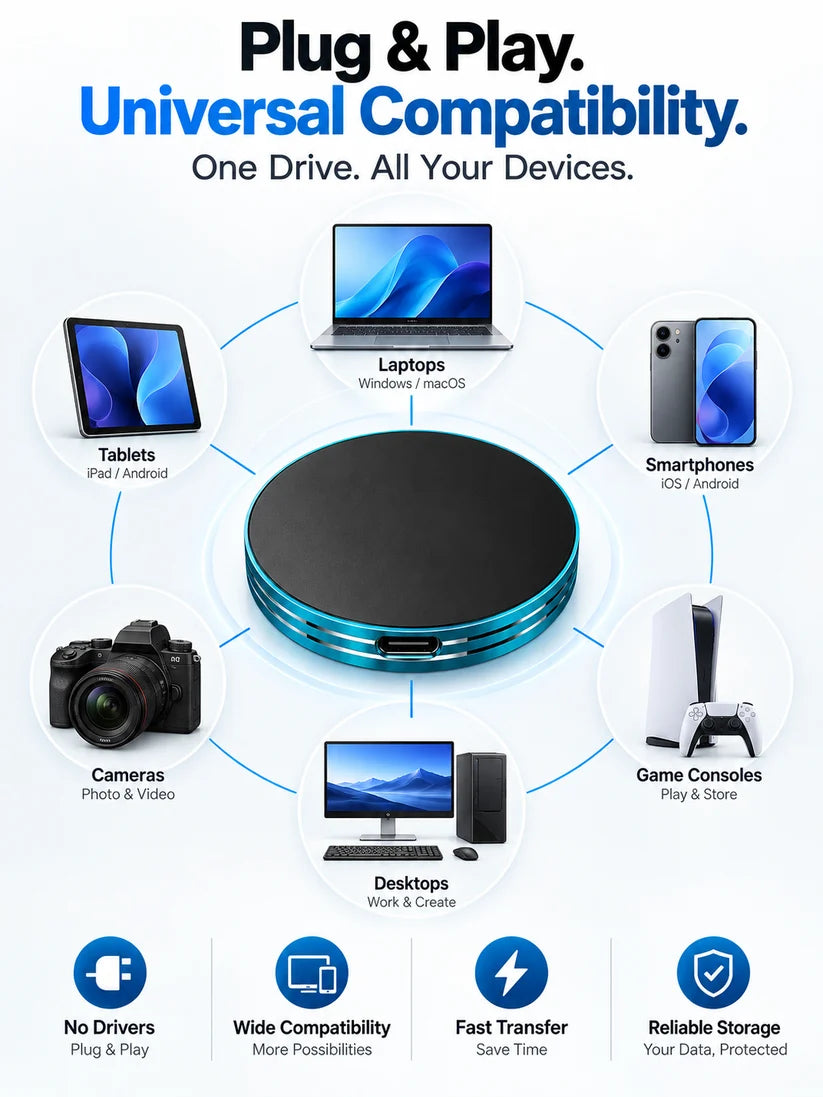 Magnetic Portable External SSD – Compact Solid State Drive with USB-C Connectivity