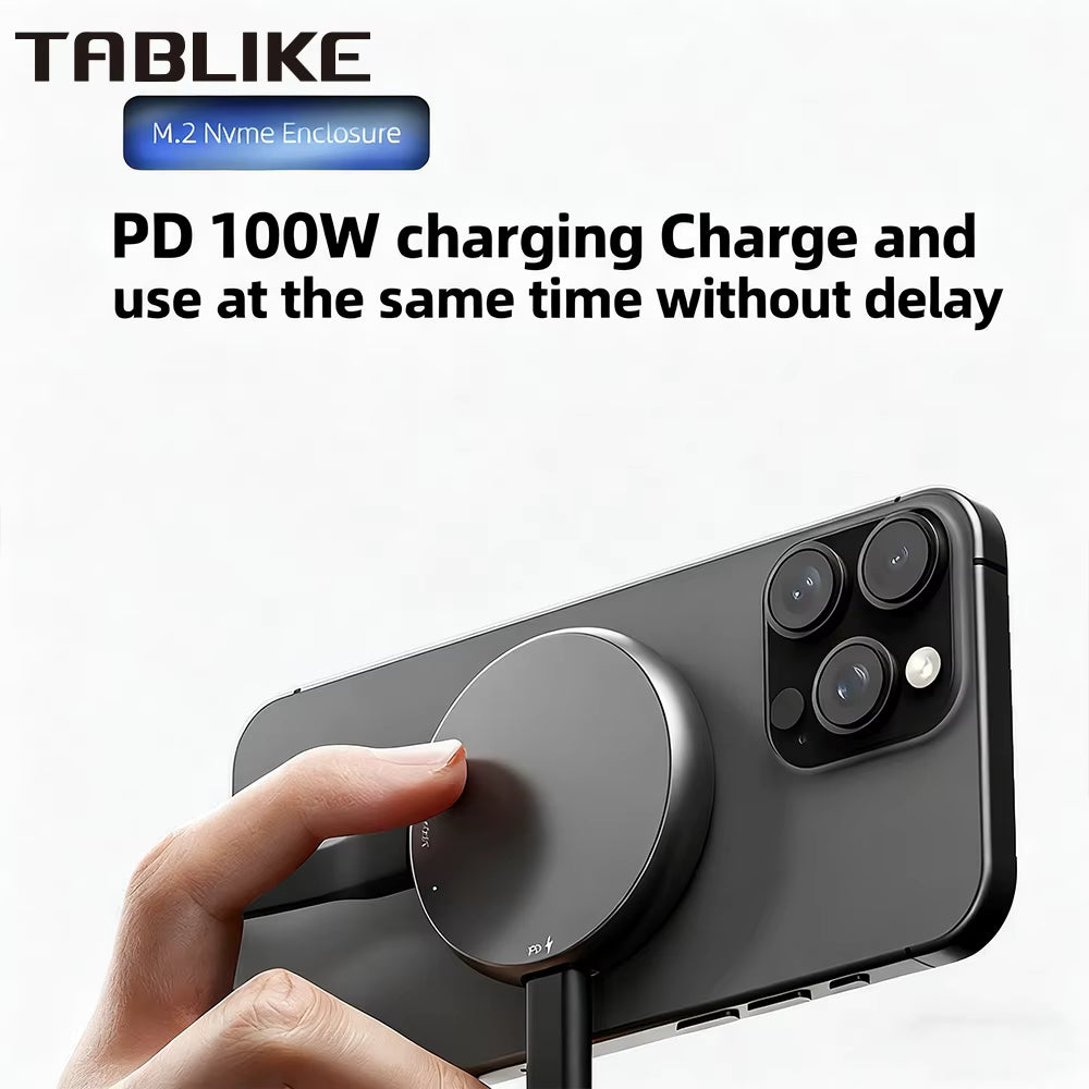 Magnetic Type-C M.2 SSD Enclosure for Phones and Tablets – 100W PD Fast Charging