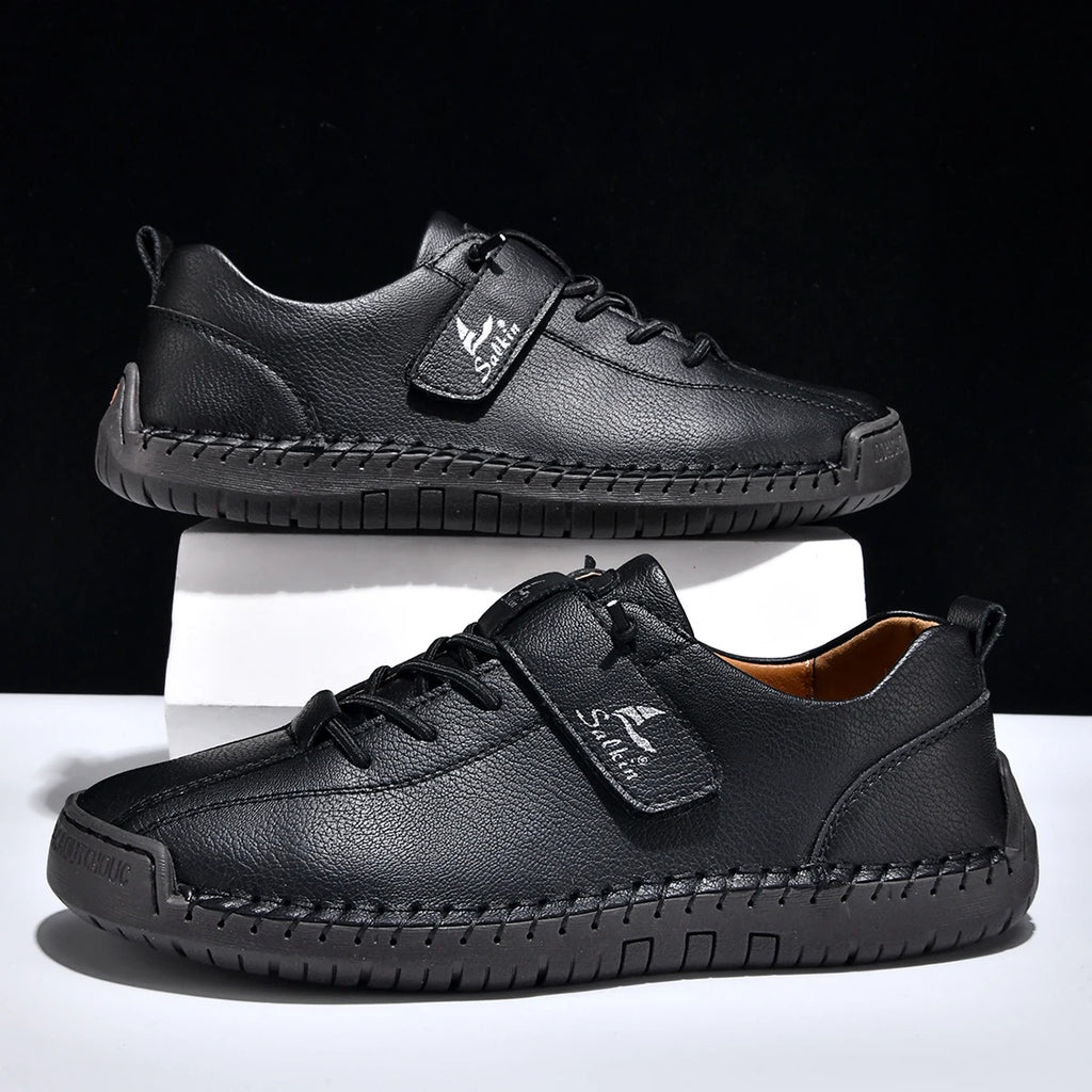 Men's Lightweight Casual Leather Shoes – Breathable Slip-On Walking and Driving Shoes