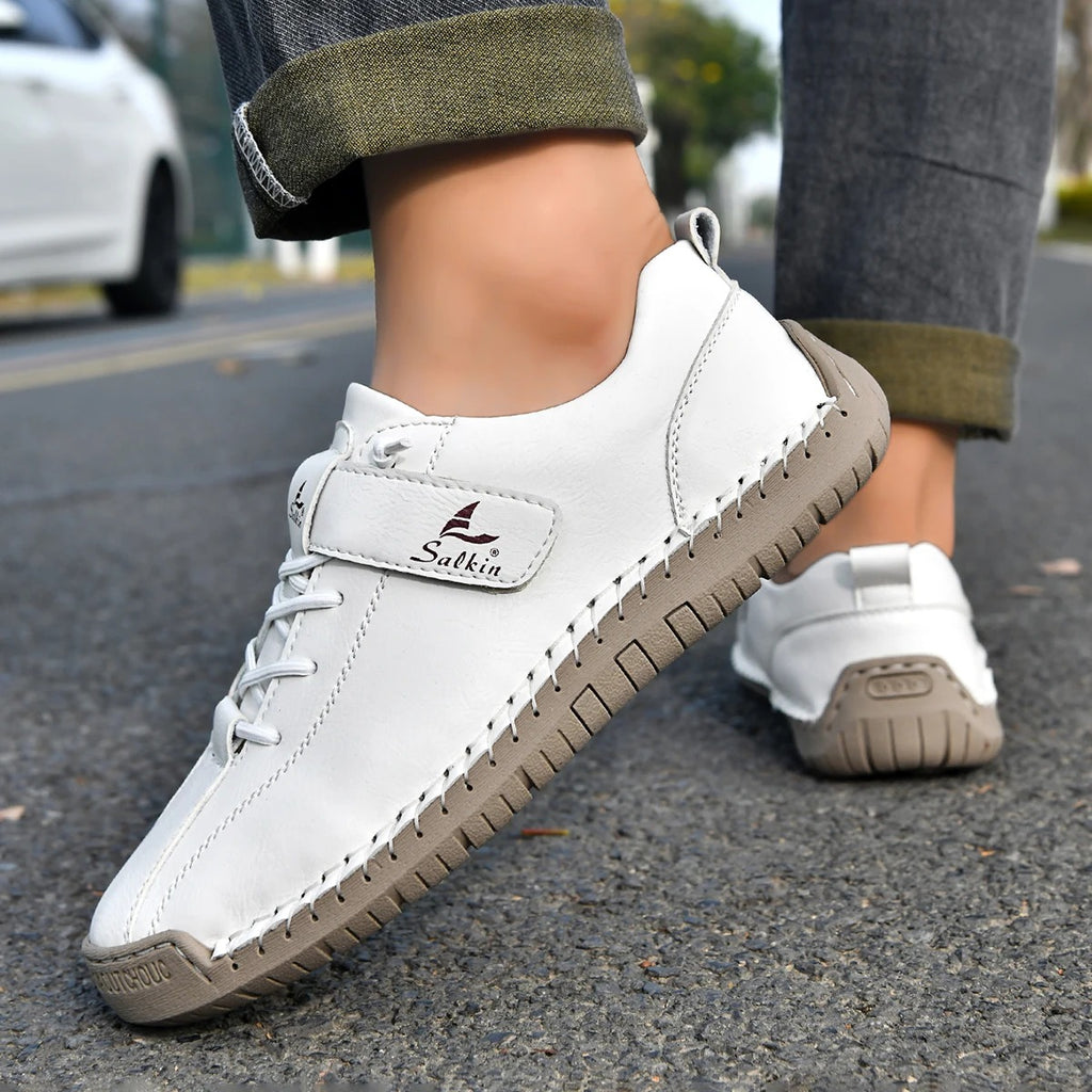 Men's Lightweight Casual Leather Shoes – Breathable Slip-On Walking and Driving Shoes