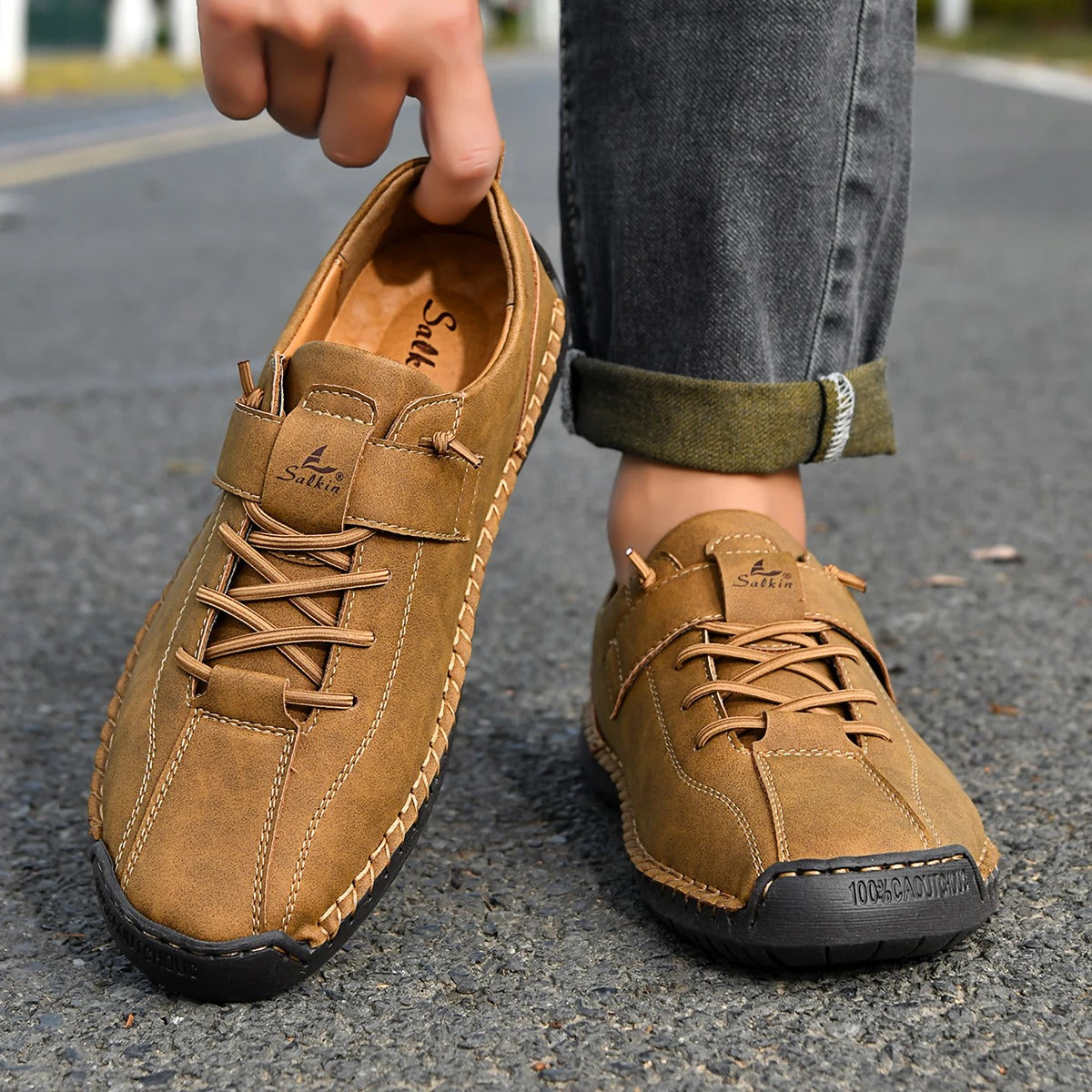 Men's Lightweight Casual Leather Shoes – Breathable Slip-On Walking and Driving Shoes