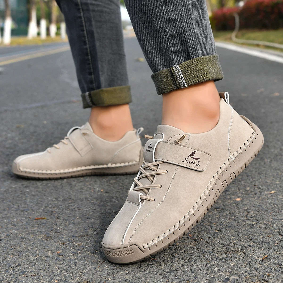 Men's Lightweight Casual Leather Shoes – Breathable Slip-On Walking and Driving Shoes