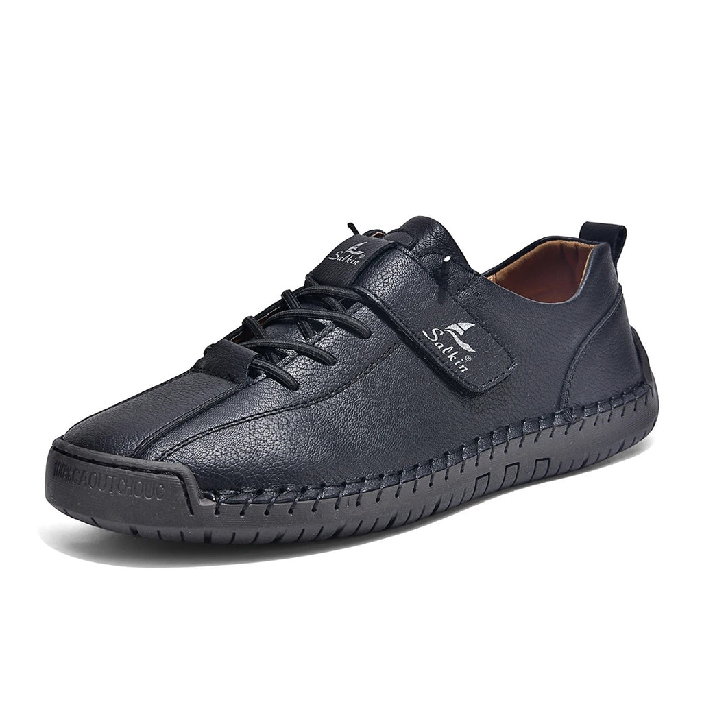 Men's Lightweight Casual Leather Shoes – Breathable Slip-On Walking and Driving Shoes