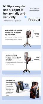 Mini Selfie Stick with Bluetooth Remote – Portable Phone Holder for Photos, Videos and Live Streaming