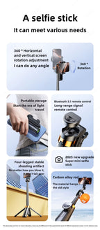 Mini Selfie Stick with Bluetooth Remote – Portable Phone Holder for Photos, Videos and Live Streaming