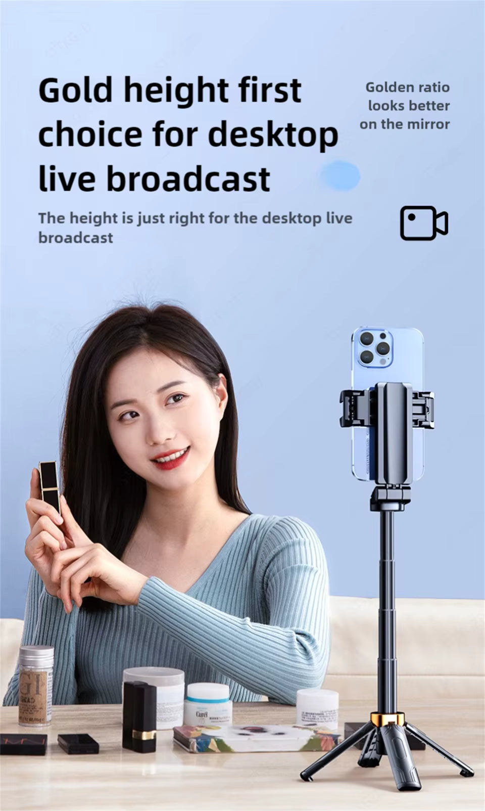 Mini Selfie Stick with Bluetooth Remote – Portable Phone Holder for Photos, Videos and Live Streaming