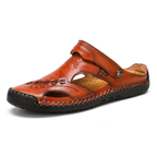 Sursell Men's Handmade Leather Sandals – Breathable Casual Open-Toe Footwear