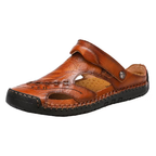 Sursell Men's Handmade Leather Sandals – Breathable Casual Open-Toe Footwear