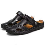 Sursell Men's Handmade Leather Sandals – Breathable Casual Open-Toe Footwear