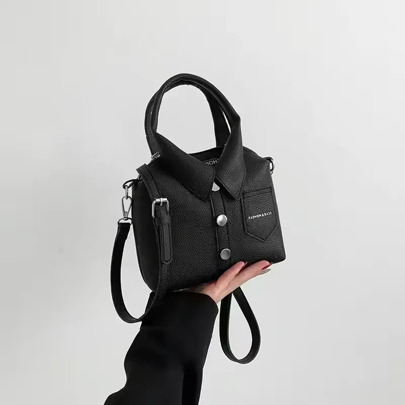 PU Compact Square Crossbody Soulder Zipper Bag