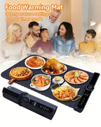 Portable Food Warming Mat with 3 Temperature Levels & 6-Hour Timer