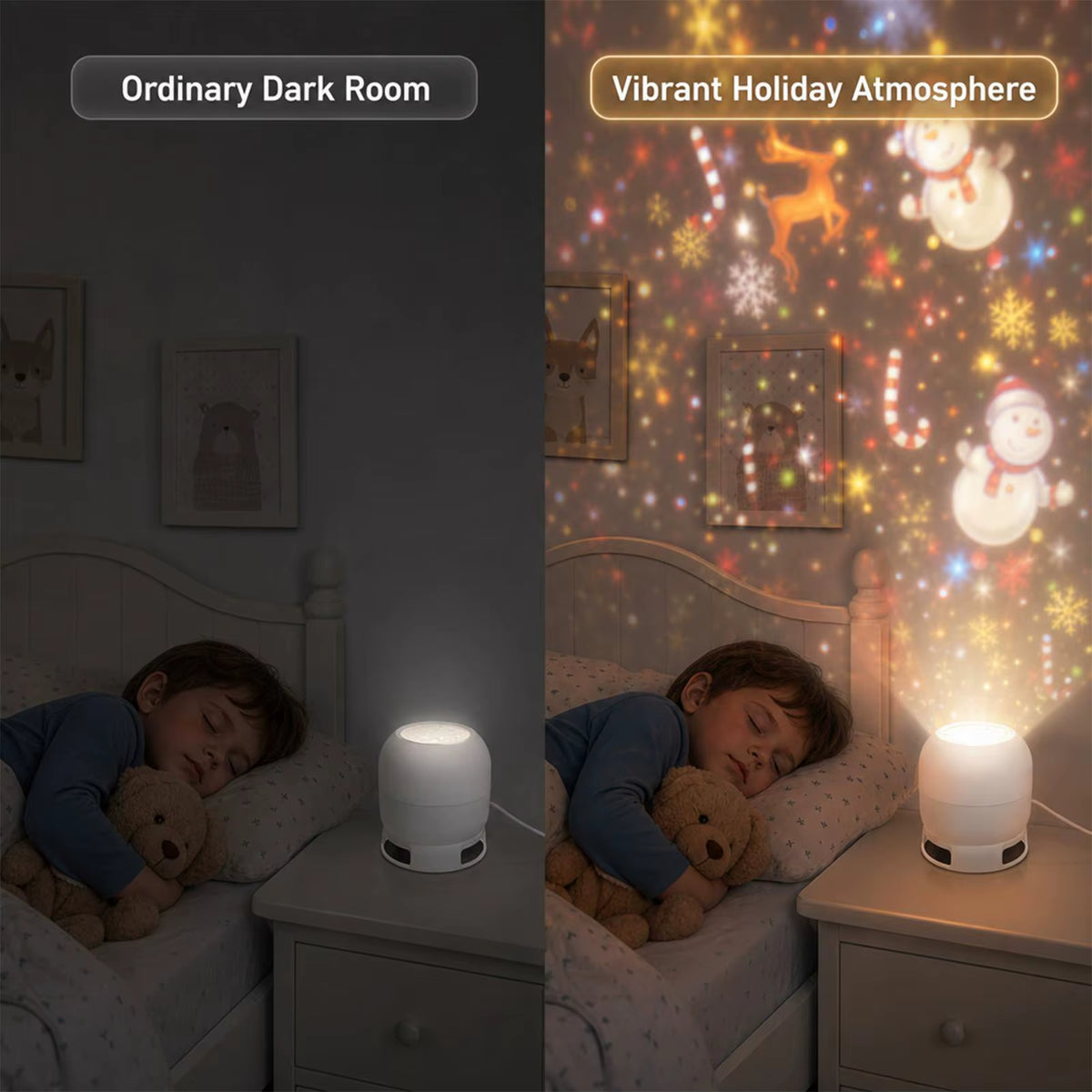 HD LED Christmas Projector Lamp – Rotating Holiday Decoration for Indoor Use