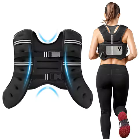 Weighted Training Vest with Reflective Stripes – Fitness, Running and Strength Training Vest